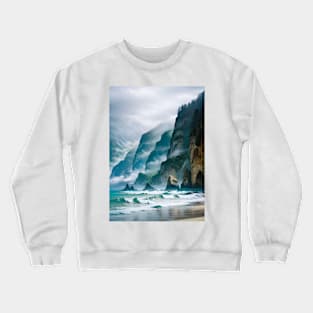 Dreamy Aesthetic - Beach Cliffs disappearing into the fog Crewneck Sweatshirt